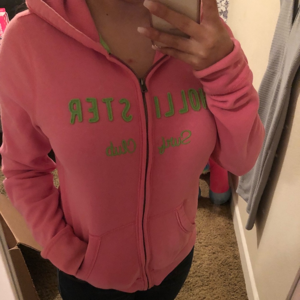 Hollister pink zipper hoodie